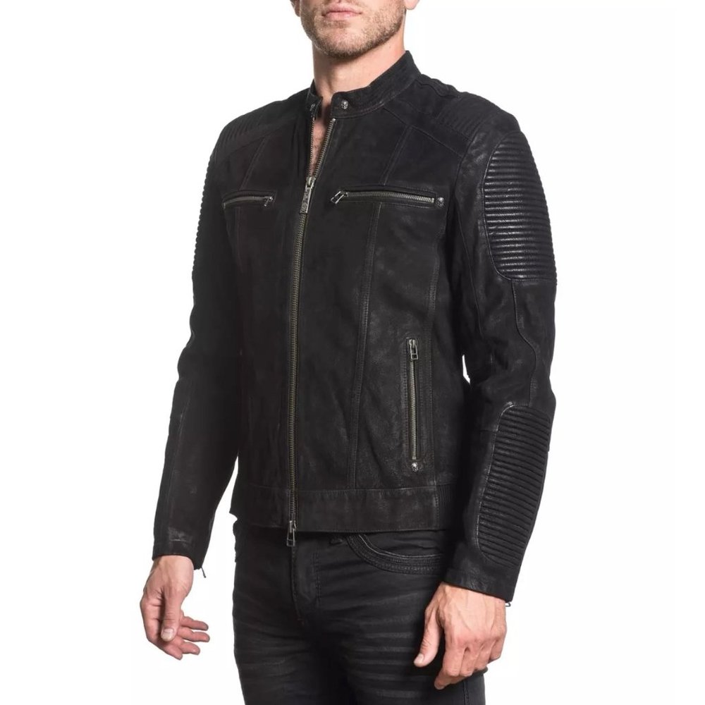 Affliction Black Leather Jacket - Picture 6 of 7